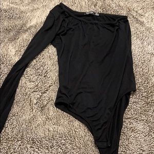 Black one shoulder bodysuit
